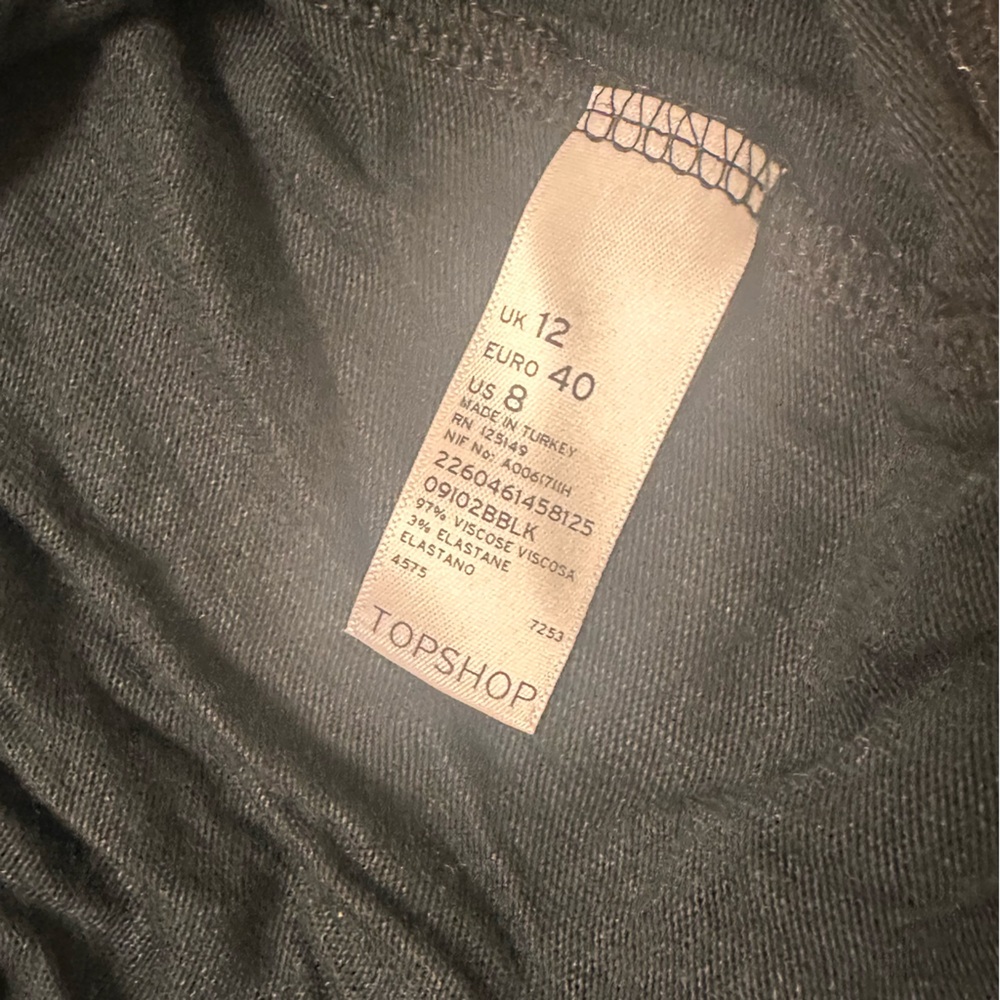 Topshop Black 3/4 Sleeve Oversized Tunic Shirt Dress Blouse Womens Size 8 - Picture 5 of 7